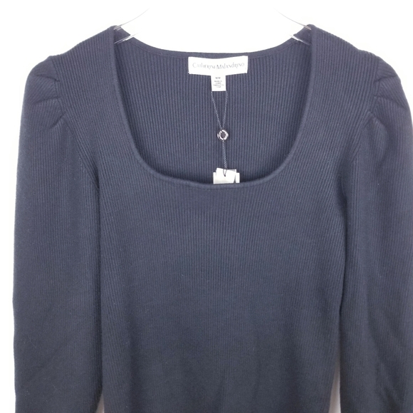 Catherine Malandrino Black Ribbed Scoopneck Top NWT size Medium - Picture 3 of 10